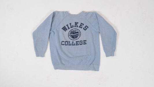 60's Pale Blue Wilkes College Crew